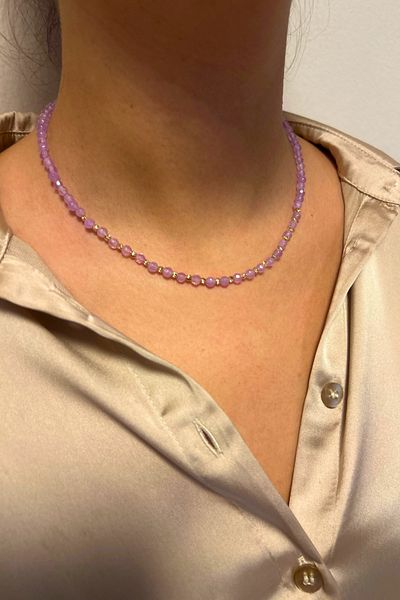 Suerte Accessories Amethyst Natural Stone Gold Accessory Handmade Special Design Minimal Women's Natural Stone Necklace