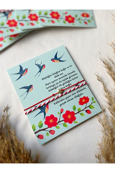 Atölye Merdiven 5-Piece Card Gift Martenish Gift Spring Swallow-Tip Wish Bracelet Set