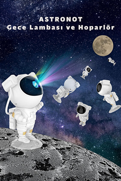 iHome Astronot Gece Lambası Yıldızlı Projeksiyon Cihazı Tavan Aydınlatma Masa...