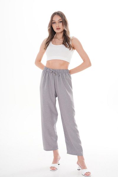 ŞİMAL Women's Rope Detailed Sofia Linen Trousers 250008   -