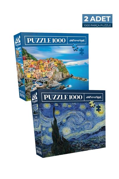 Neverland 2 Pcs 1000 Piece Puzzle - Cinque Terre and Starry Night (Starry Night)