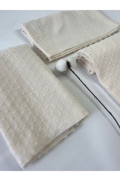 BabyKAR Muslin-Ecru Colored Stroller Cover, Breastfeeding Bib and Pompom Cover