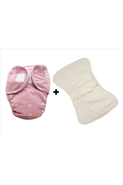 BabyNEO Washable Baby Diaper Velcro Tape One Size 4+1 Set - Pink