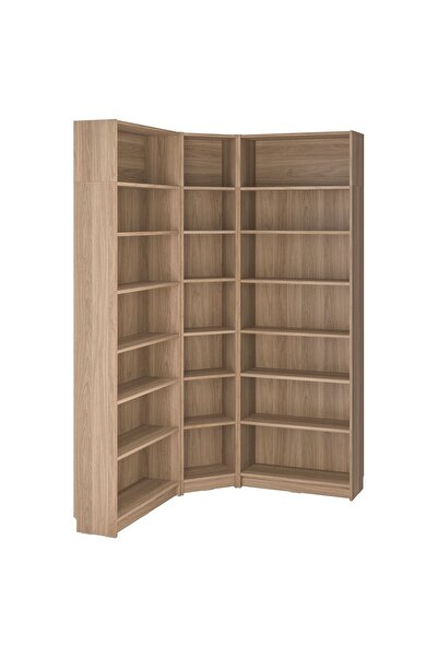 IKEA köşe kitaplık, meşe görünümlü, 136/136x28x237 cm