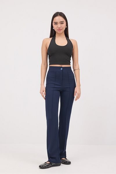 Addax High Waist Front Stitching Detail Wide Leg Pants Pn13891