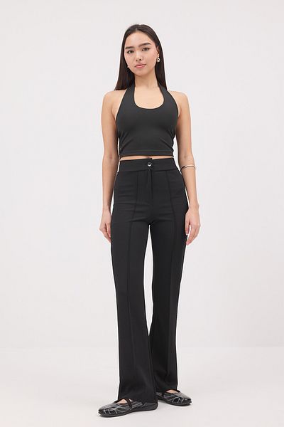 Addax High Waist Front Stitching Detail Wide Leg Pants Pn13891