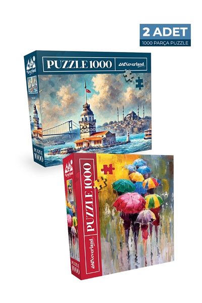 Neverland 2 Pcs 1000 Piece Puzzle - Maiden's Tower and Umbrellas