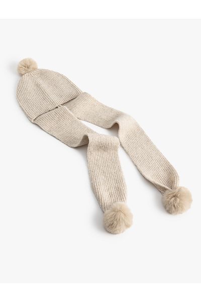 Koton Pompom Detailed Scarf Beret