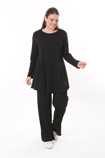 Şans Set pantaloni bluză neagră de mărime mare pentru femei 65N37701