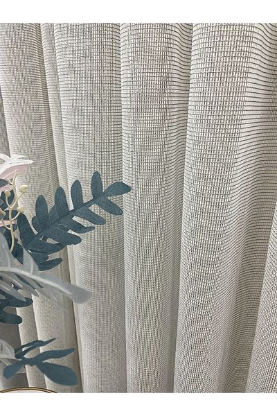 Brillant Grey Color Modern Textured Knitted 1/3 Sik Pleat Tulle Curtain