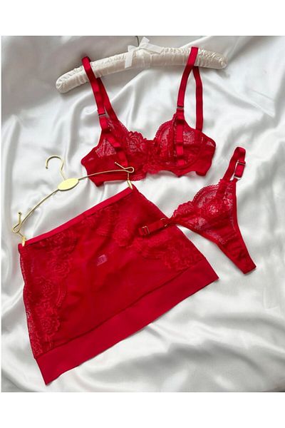 MODA Angela Set of 3 with Lace Detail Skirt