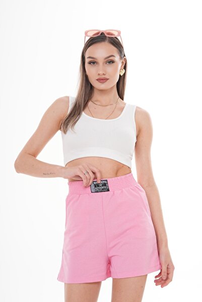 ŞİMAL Women's Crest Detailed Combed Cotton Shorts 250060   -