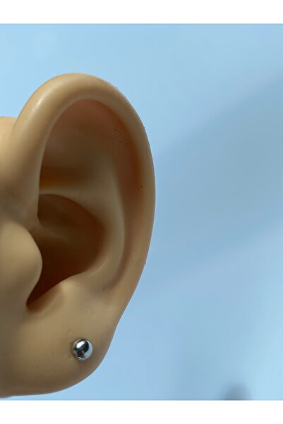 kurukafagift Erkek Top Küpe Tek Gümüş Renk Tek Adet