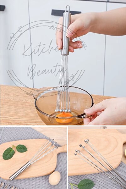 Kitchen Beauty Ayarlanabilir Paslanmaz Çelik Metal Boncuk Top Uçlu Çırpıcı So...