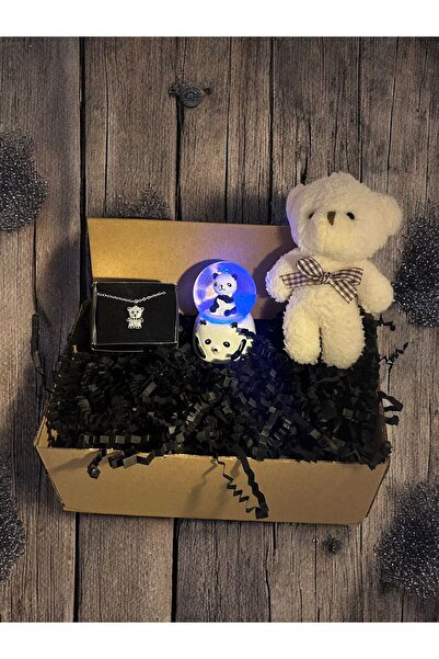Lapidaria Ayıcık, Panda Kolye ve Panda Temalı Led Işıklı Kar küresi Sevgiliye...