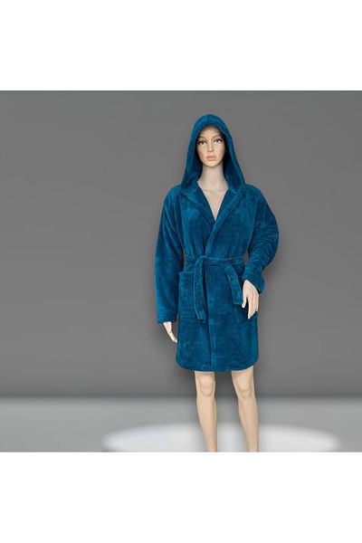 OFEO Home Collection Welsoft Plush Hooded Fleece Dressing Gown