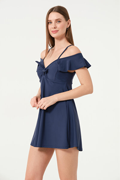 İYİBU Tesmay Kadın Elbise Mayo - 2 Farklı Kullanım Şekli, Fırfır Detaylı, Göğüs Pedli Bol Kalıp