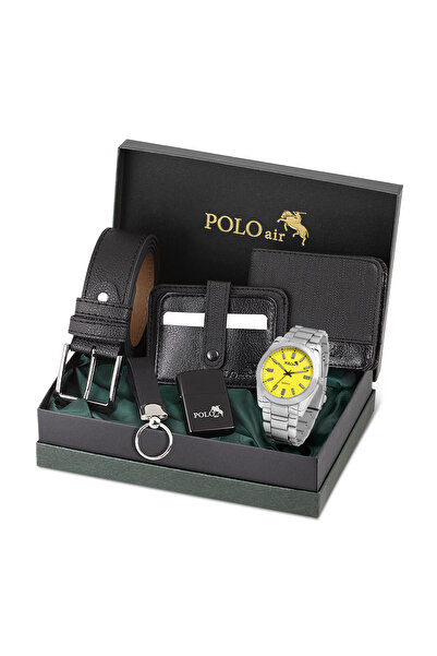 Polo Air Erkek Kemer Cüzdan Kartlık Çakmak Anahtarlık Kol Saati Hediyelik Kut...