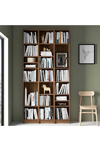 IKEA kitaplık, kahverengi ceviz görünüm, 120x28x237 cm