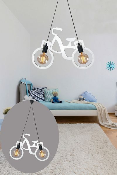 Nurnivus Bicycle Chandelier Wooden Pendant Lamp Modern Rustic Lamp Decorative Cafe Office Young Children's Room Living Room Chandelier