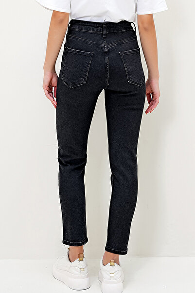 VAGGON Pantaloni negri de damă, cu 5 buzunare, lavabili, din lycra