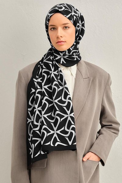 Armine Defne Flush Viscose Shawl - 04 - Μαύρο