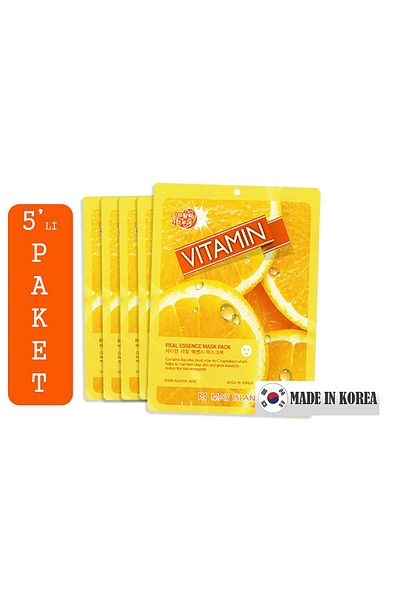May Island PaCk of 5 Korean Paper FaCe Mask with Vitamin EssenCe - VitalitY and Freshness Is in the Skin