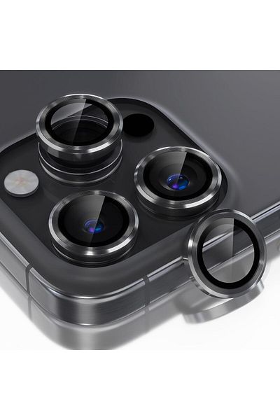 AWH واقي عدسة الكاميرا متوافق مع iPhone 16 Pro/16 Pro Max، زجاج مقوى 9H، أسود
