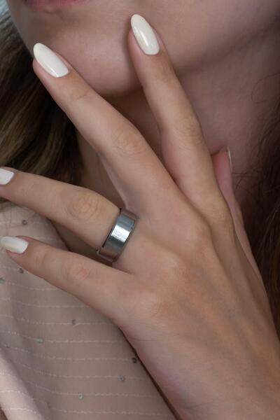 Takı Dükkanı 8mm cornered flat model unisex women men steel wedding band ring cl31