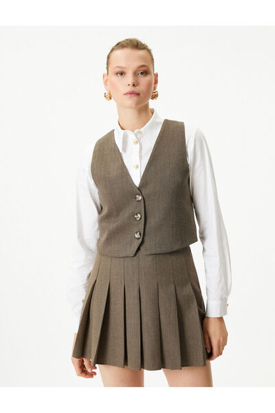 Koton Buttoned Crop Vest