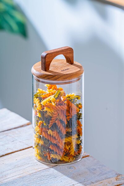 ACAR Malibu Akasya Kapaklı Borosilikat Cam Kavanoz - 1000 ml