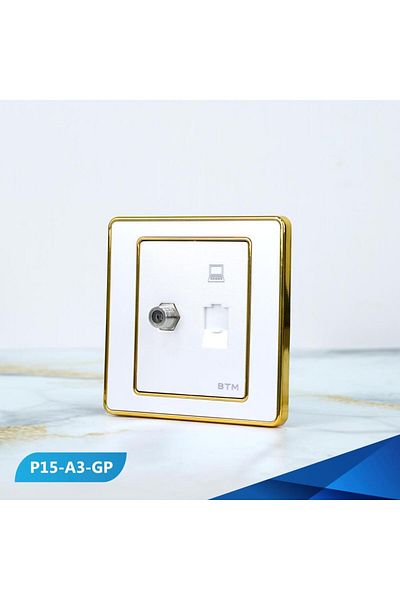 Btm Computer port and shower socket, pearl and gold