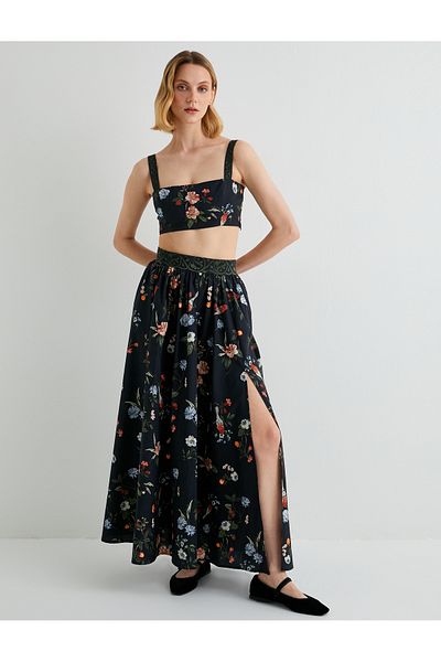 Koton Tuba Unsal - Floral Patterned Slim Fit Strappy Bustier