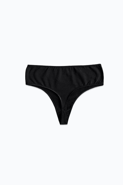 Malabadi Women's Black 2 Pack Modal High Waist String Thong 178
