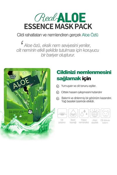 May Island 5-Pack Aloe Vera Extract Face Mask (SPEAKES THE BEFELD OF SKIN DAMAGE.)
