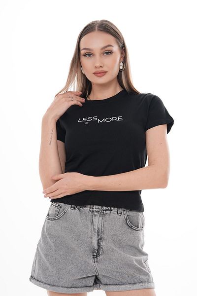 ŞİMAL Tricou de damă cu decolteu rotund cu text imprimat pe față 250104   -
