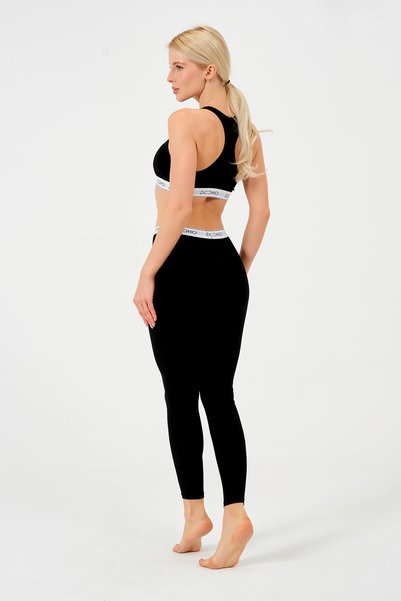 ZICCHO Black Cotton Basic Women's Leggings Bustier Set