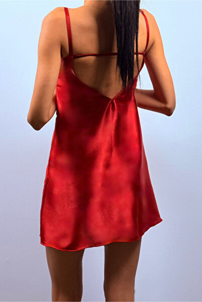 leswear Cămașă de noapte din satin cu detaliu din dantelă