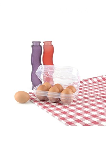 FırsatVar 2 حاوية تخزين بيض بلاستيكية مكونة من 6 أقسام