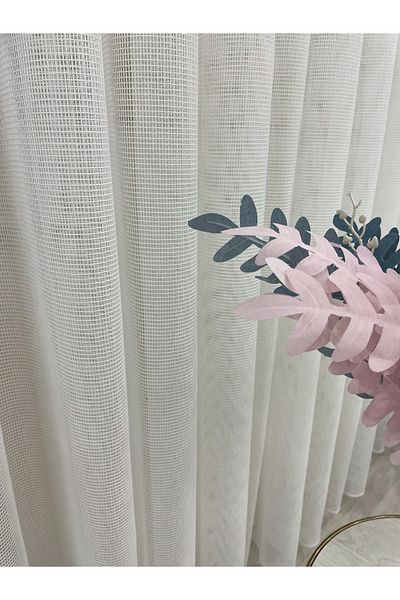 Brillant Ecru(Broken White) Color Modern Textured Knitted 1/3 Sik Pleat Tulle Curtain