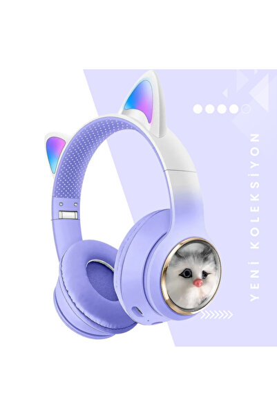 EXENAR Kedi Kulaklık Bluetooh Kablosuz Kız ve Erkek Çocuklar İçin Hediye Öner...