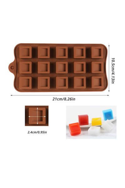 Siliko World Silikon Kare Desenli Çikolata Kalıbı Mum Sabun Epoksi Reçine Ve ...