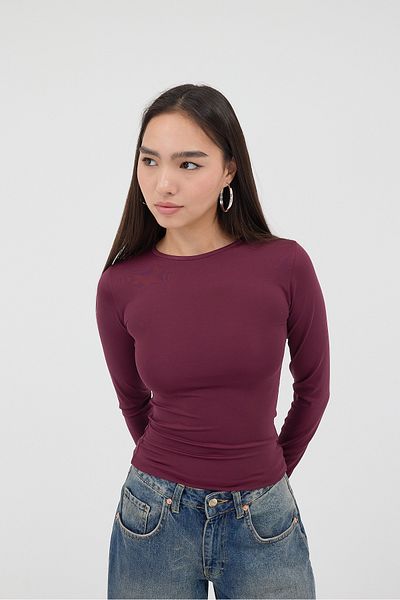 Addax Crew Neck Long Sleeve Basic Blouse B0074-G1
