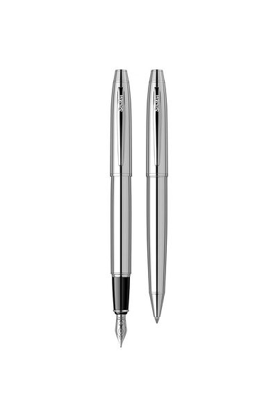 Scrikss 35 Fountain-ballpoint Pen Set in Chrome Luxury Box