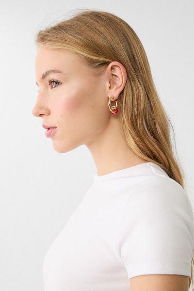 Stradivarius Set of 2 pairs of strawberry and heart earrings