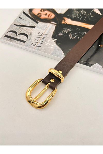 MODAM HİFA Basic Buckle Gold Γυναικεία Ζώνη Παντελόνι Ζώνη Φόρεμα Ζώνη Πουκάμισο Ζώνη Ζώνη Μπουφάν