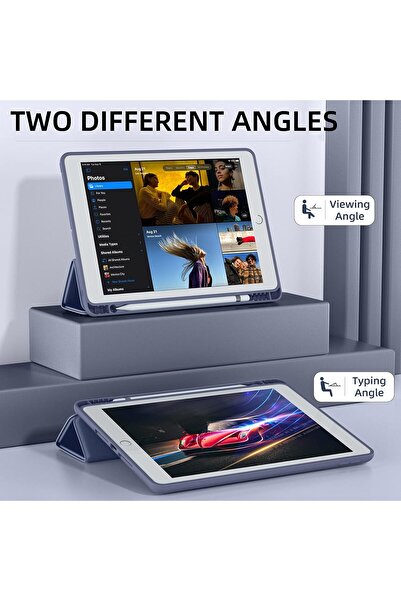 AWH Case for iPad 10.2" 2020, 8th/7th Gen with Pencil Holder, Auto Wake/Sleep, Blue Gray