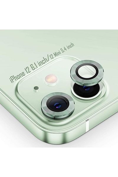 AWH iPhone 12/12 Mini Camera Lens Protector, 9H Tempered Glass Cover & Screen Protector (Green)