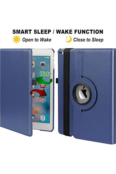 AWH 9.7 inch iPad Case, 360° Rotating Cover for iPad 9.7" (5th/6th Gen), iPad Air 2, Navy Blue