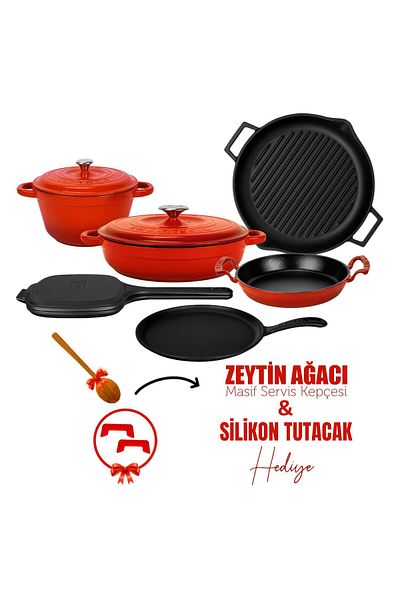 Lava Cast Iron 6X Trendy Series 9 Piece Cookware & Pans Set